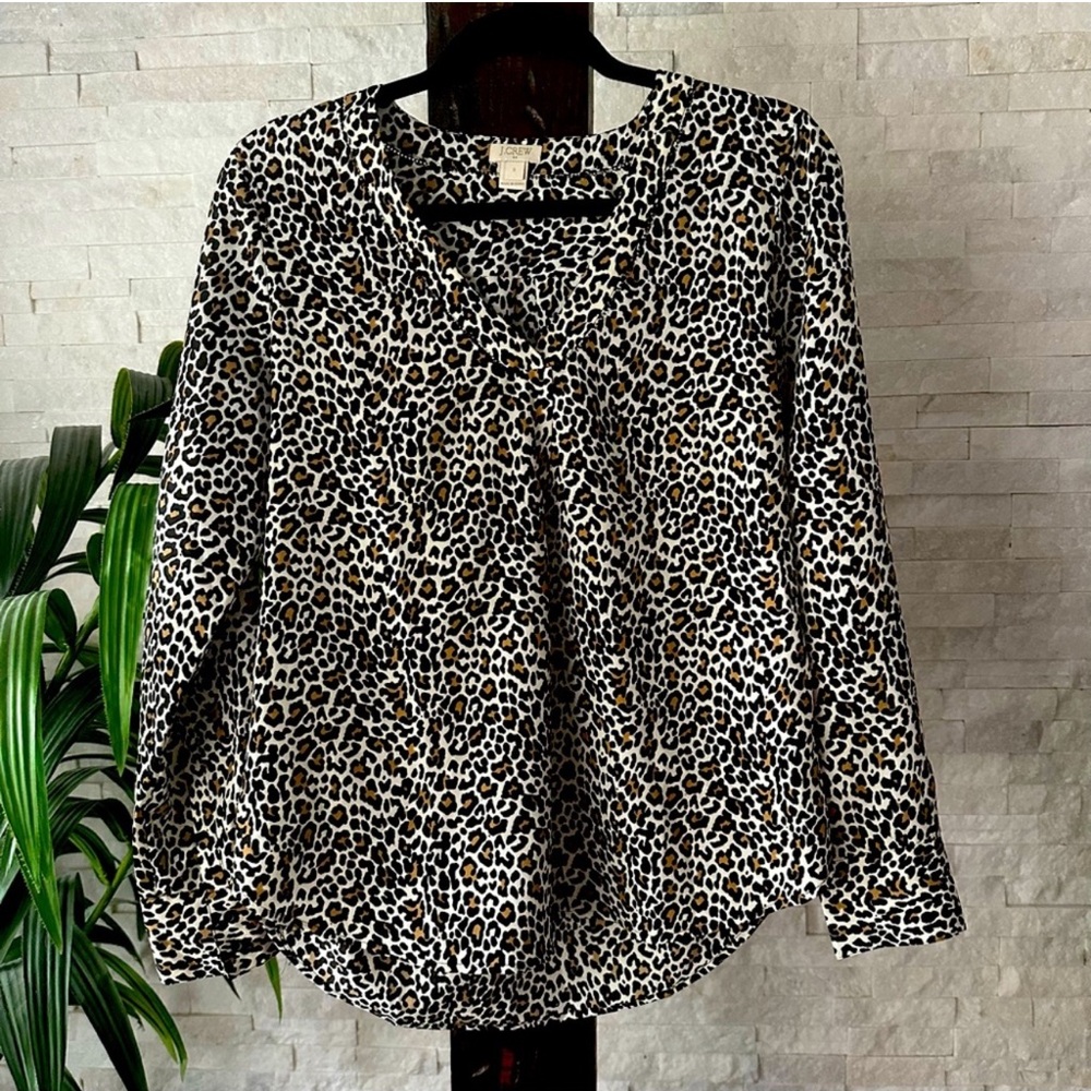 J. CREW Factory Drapey V Neck Long Sleeve Blouse Size Small